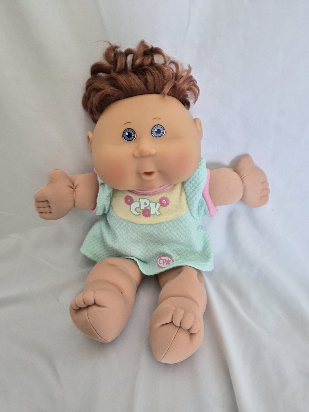 Cabbage Patch Kids Soft Baby Doll in Mint Outfit with Brown Hair
